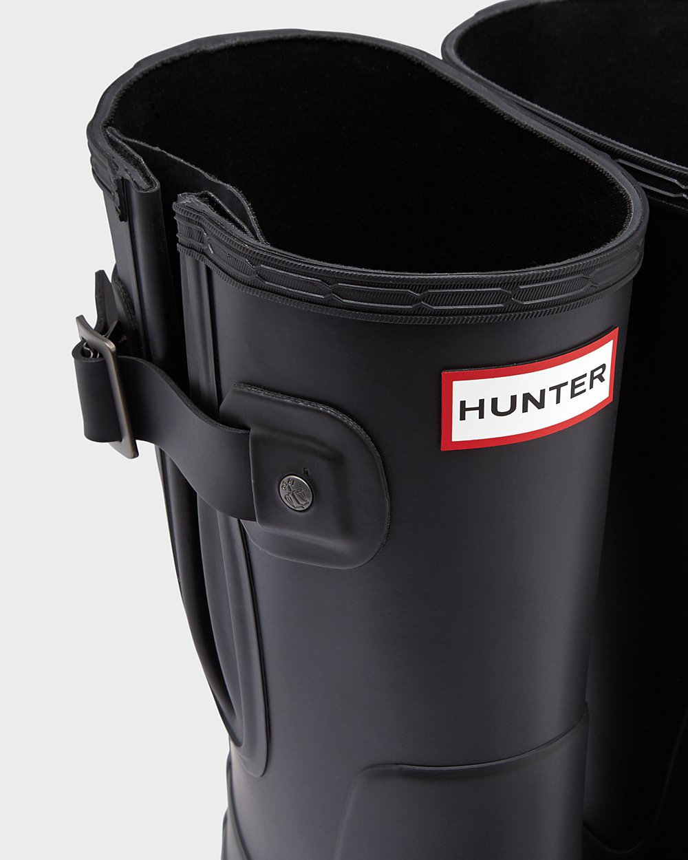 Mens Short Rain Boots - Hunter Original Side Adjustable (48HREAIVZ) - Black